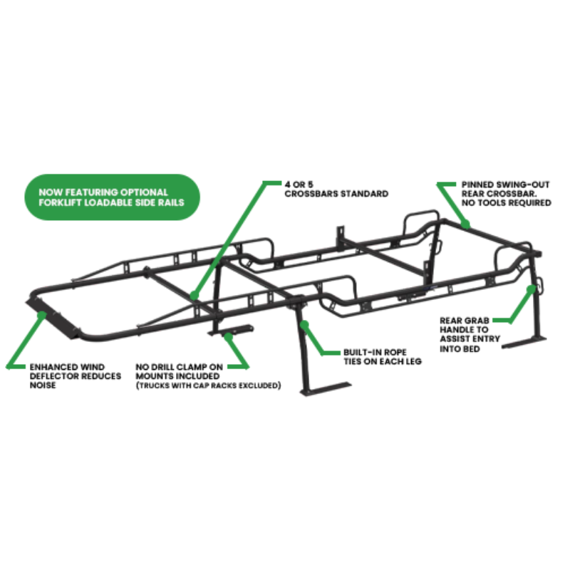 Holman Pro Rack Full Kit - Select Full-Size Trucks, 22" H Cab, Forklift Loadable, Long Bed, Crew Cab Model 2SSF8C