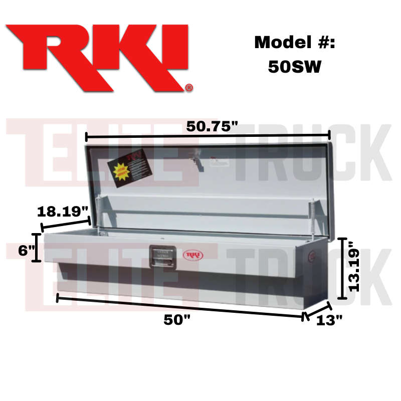 RKI Wide Side Mount Truck Tool Box White Steel Model 50SW