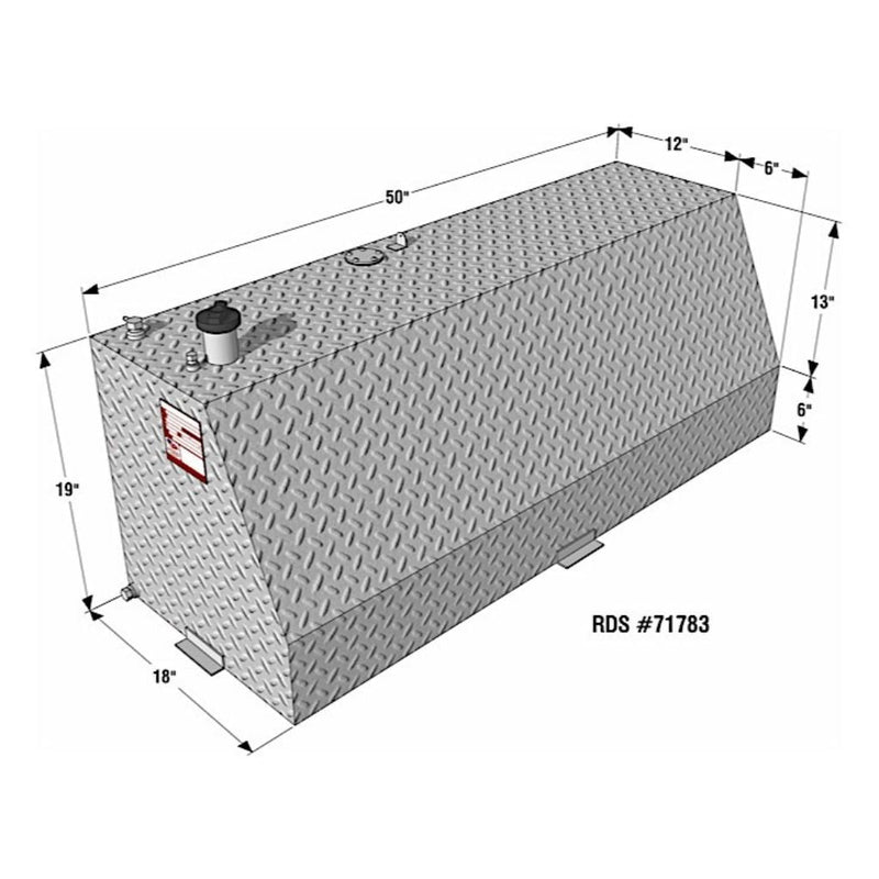 RDS 63 Gallon Auxiliary Fuel Tank Bright Aluminum 50X18X19 Model