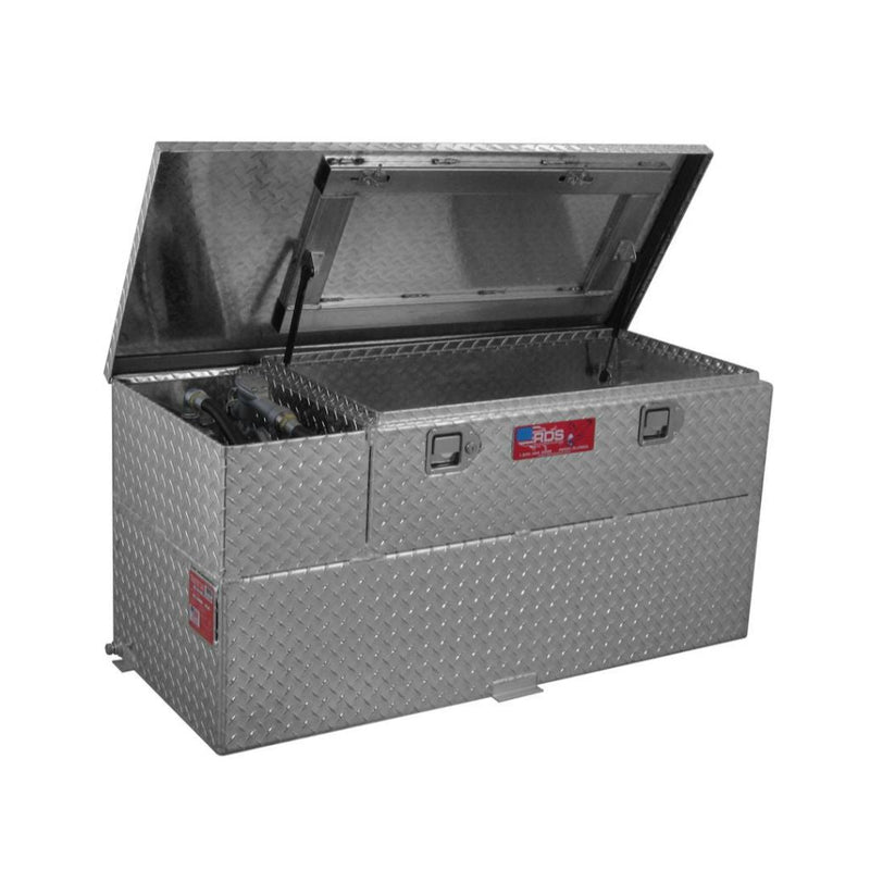RDS 50 Gallon Transfer Tank & Toolbox Combo With 8 GPM Pump Bright Aluminum 48X20X22.75 Model