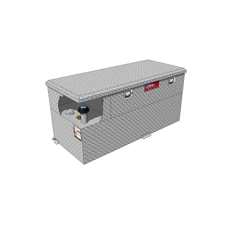 RDS 50 Gallon Transfer Tank & Toolbox Combo With 8 GPM Pump Bright Aluminum 48X20X22.75 Model