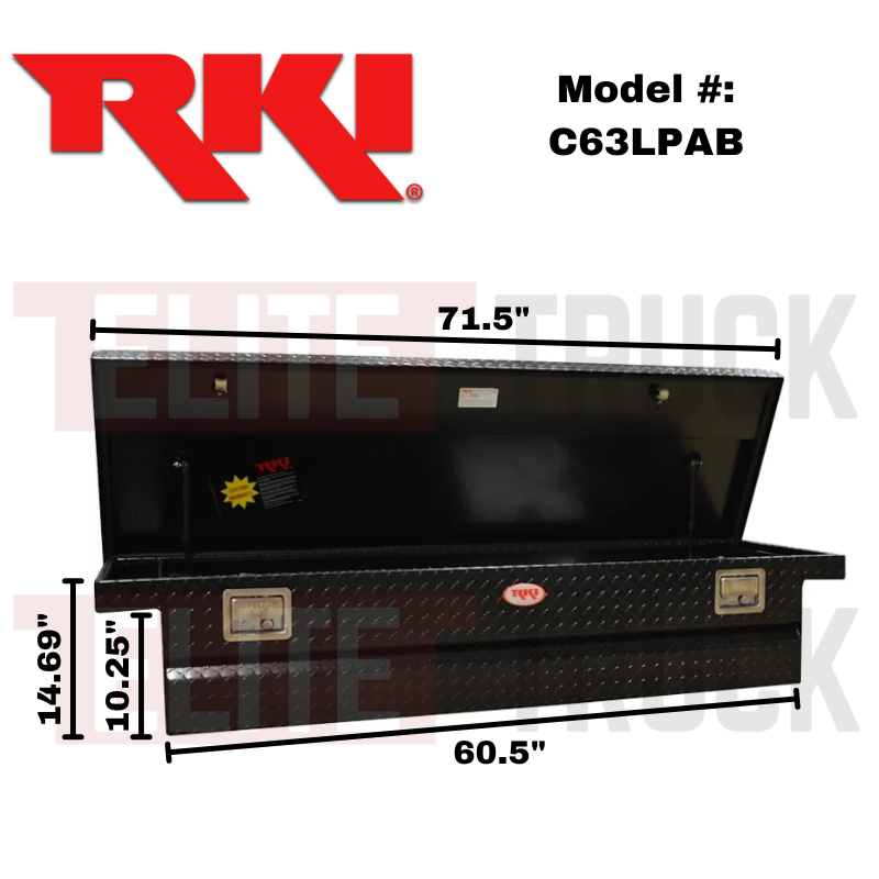 RKI Crossover Truck Tool Box C-Series Low Profile Matte Black Diamond Tread Aluminum Model C63LPAB