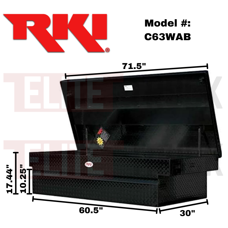 RKI Crossover Truck Tool Box Wide Deep C-Series Matte Black Aluminum Model C63WAB