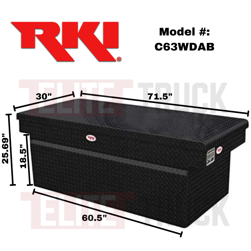 RKI Crossover Truck Tool Box Wide Deep C-Series Matte Black Aluminum Model C63WDAB