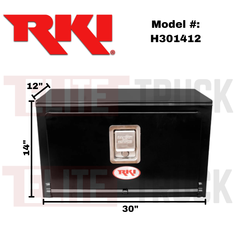 RKI Underbody Truck Box 30x14x12 H-Series 14 Gauge Black Steel Model