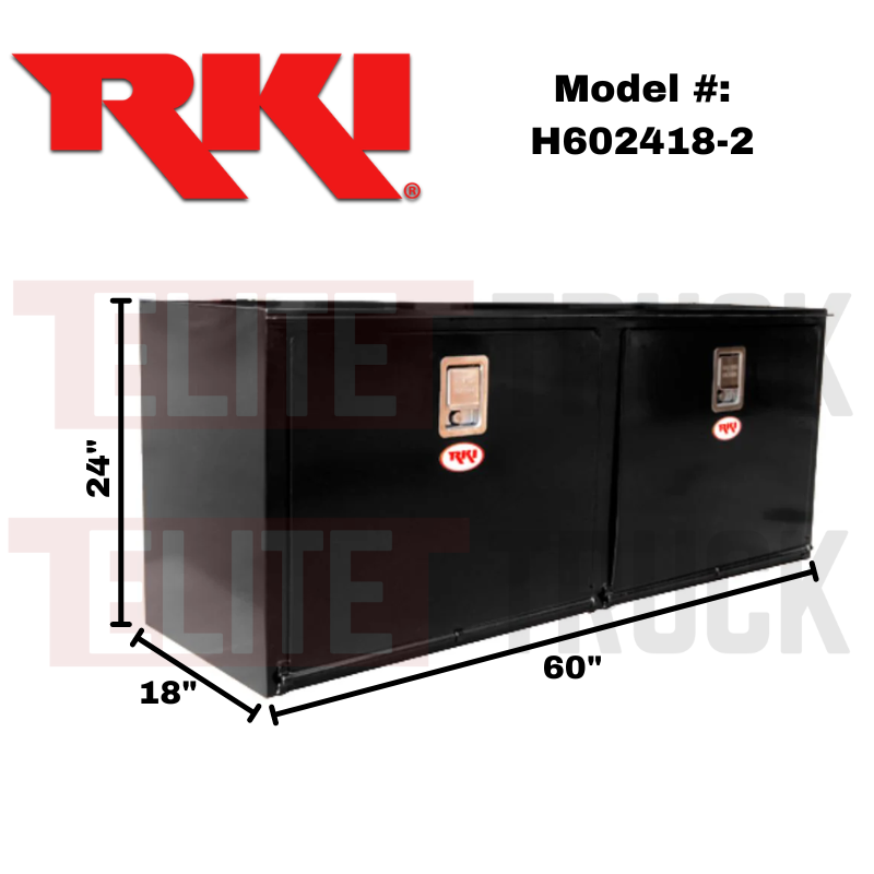 RKI Underbody Truck Box 60x24x18 H-Series 14 Gauge Black Steel Two Doors Model