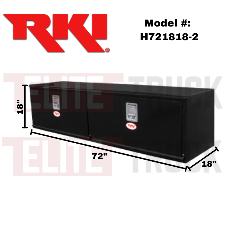 RKI Underbody Truck Box 72x18x18 H-Series 14 Gauge Black Steel Two Doors Model
