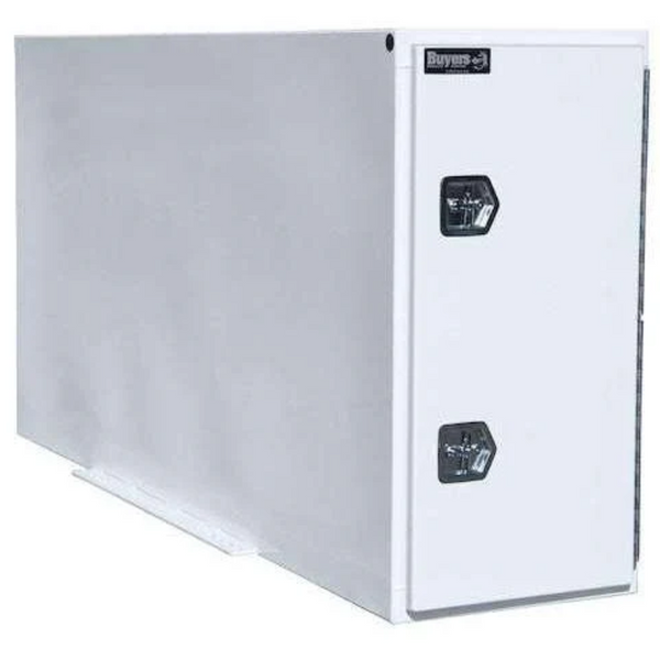 Buyers Products 24x42x96 White Steel Straight Side Backpack Truck Box - T-Handle Latch Model BP964824W
