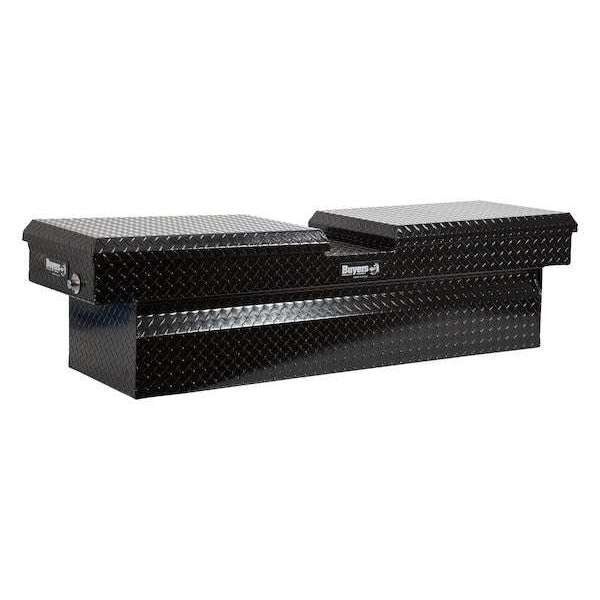 Buyers Products 18x27x71 Inch Gloss Black Diamond Tread Aluminum Gull Wing Truck Box - Lower Half 11x27x60 Model 1720420