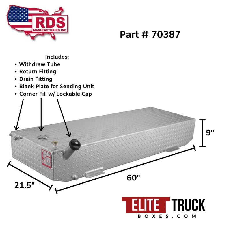 RDS 40 Gallon Aluminum Auxiliary Fuel Tank 60X20.5X9 Model