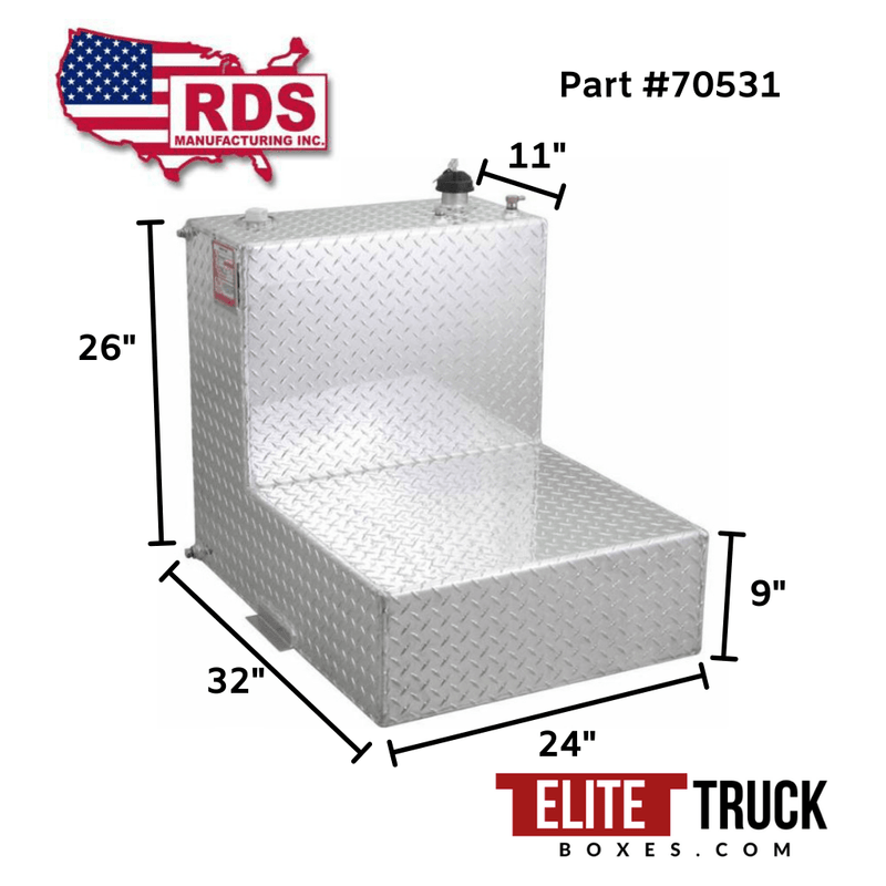 RDS 48 Gallon L Shaped Transfer Tank Bright Aluminum 24X32X26 Model