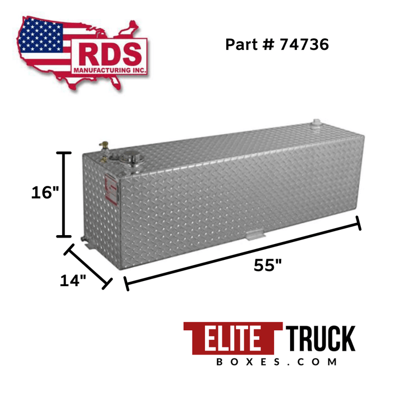 RDS 50 Gallon Rectangular Transfer Tank Bright Aluminum 55X14X16 Model