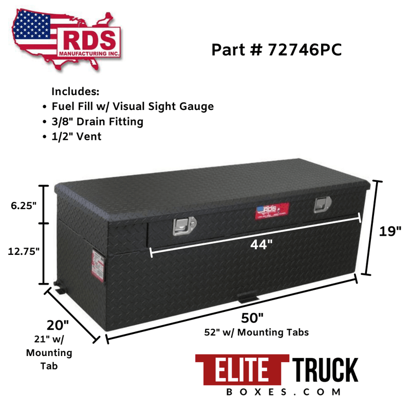 RDS 51 Gallon Auxiliary Tank & Toolbox Combo Black Aluminum 50X20X19 Model