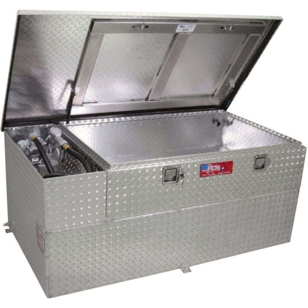 RDS 52 Gallon Transfer Tank & Toolbox Combo With 8 GPM Pump Bright Aluminum 55X30X21 Model # 73615