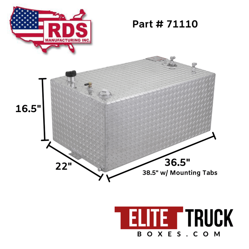 RDS 55 Gallon Rectangular Transfer Tank Bright Aluminum 36.5X22X16.5 Model