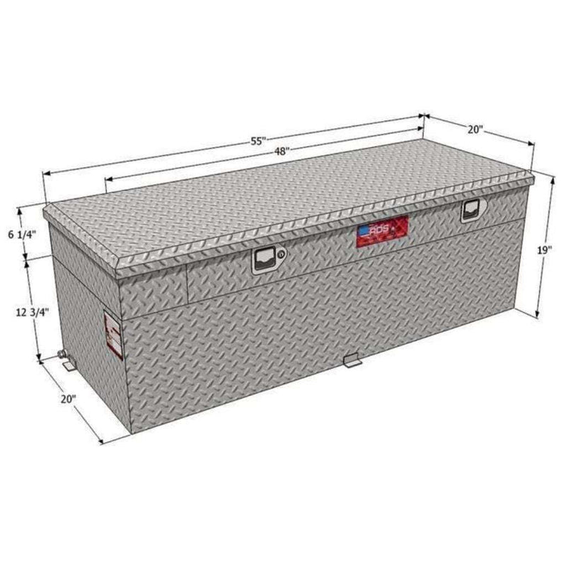 RDS 60 Gallon Auxiliary Tank & Toolbox Combo Bright Aluminum 55X20X19 Model