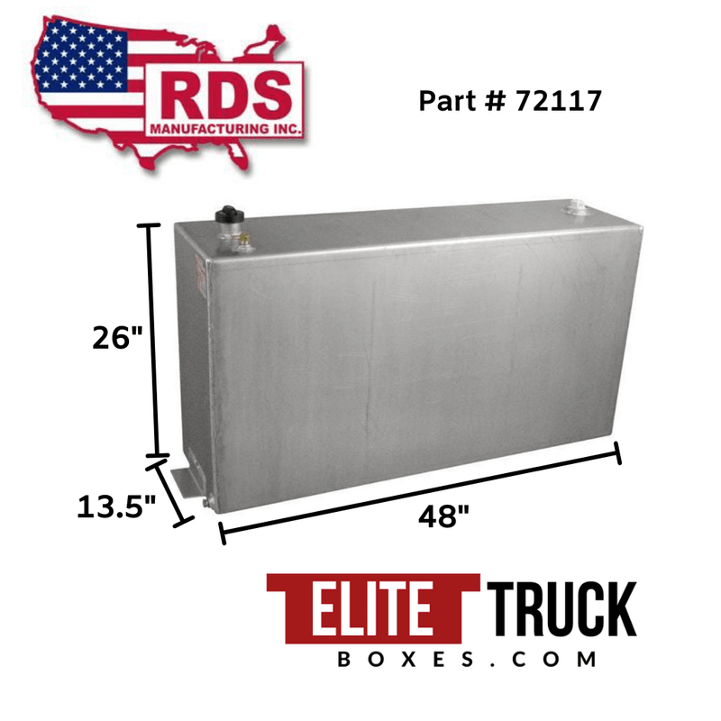 RDS 70 Gallon Vertical Transfer Tank Bright Aluminum Mill Finish 48X13.5X26 Model