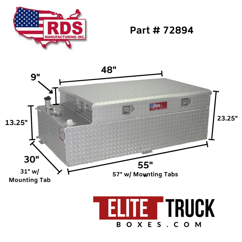 RDS 90 Gallon Transfer Tank & Toolbox Combo Bright Aluminum 55X30X23.25 Model