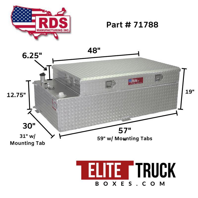 RDS 90 Gallon Transfer Tank & Toolbox Combo Bright Aluminum 57X30X19 Model