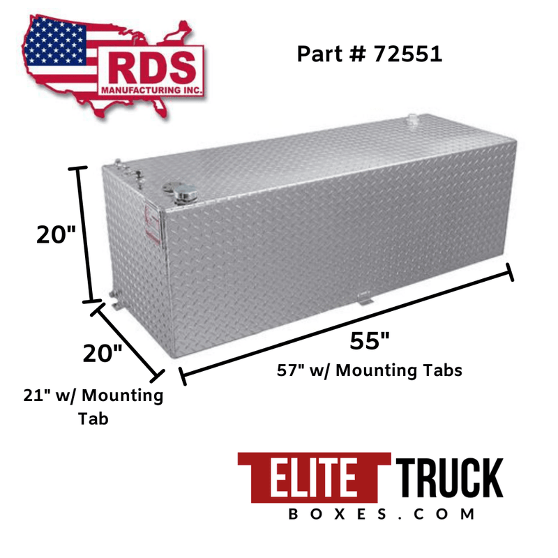 RDS 91 Gallon Rectangular Transfer Tank Bright Aluminum 55X20X20 Model