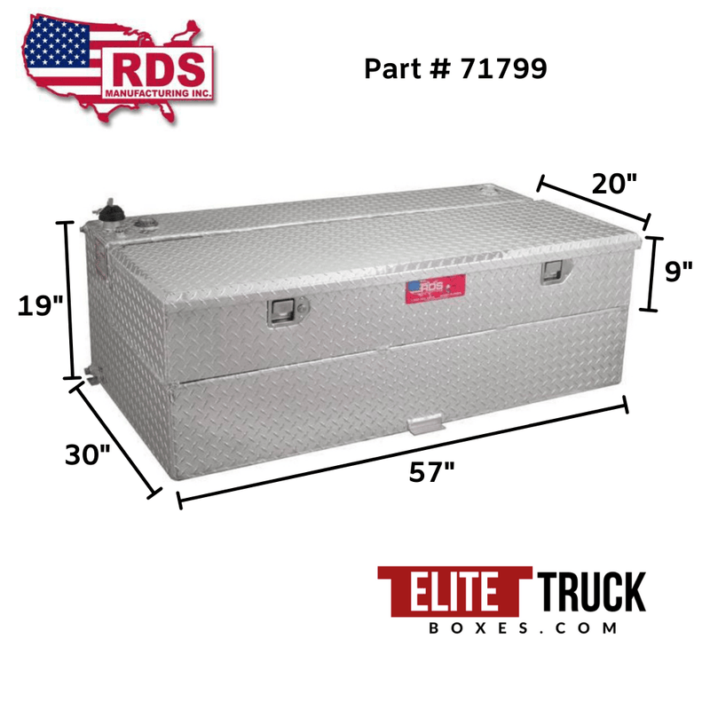 RDS 95 Gallon L Shaped Transfer Tank & Toolbox Combo Bright Aluminum 57X30X19 Model